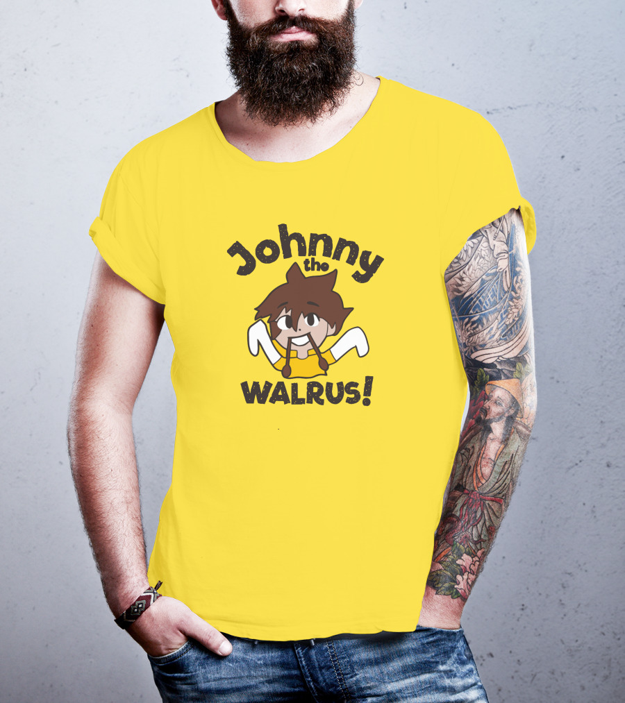 Johnny The Walrus Daily Wire Cartoon Character Yellow Background T-Shirt