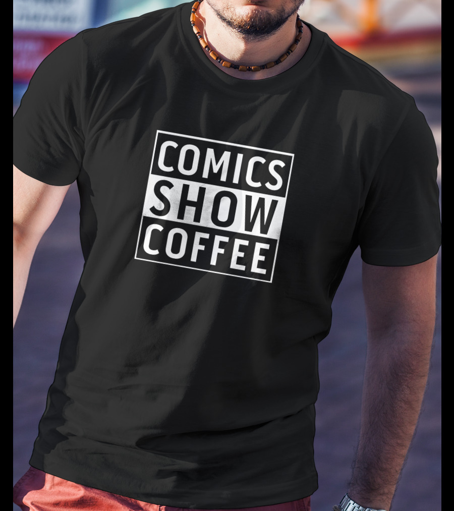 Comics Show Coffee Black And White Text Block T-Shirt