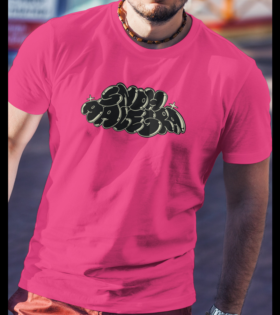 Snoh Aalegra Bold Bubble Lettering On Bright Pink Background T-Shirt