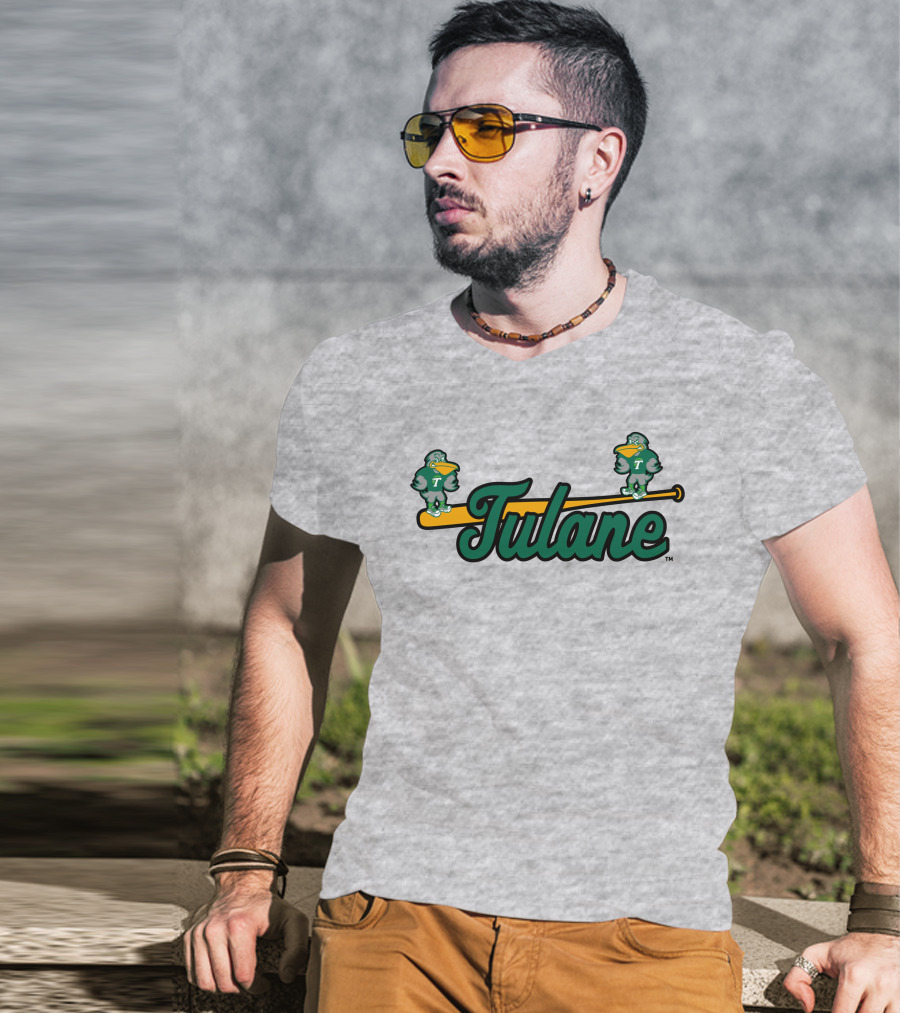 Tulane Green Wave Baseball Bat Birds T-Shirt