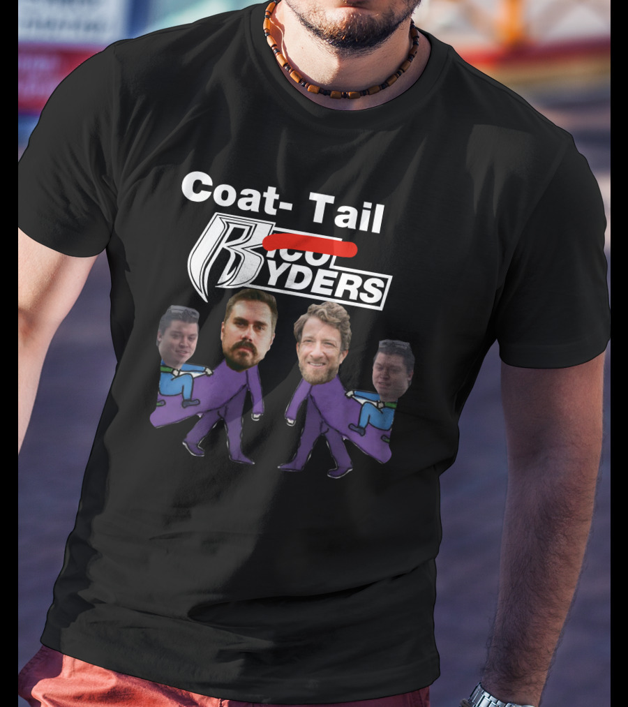 Coat-Tail Rico Ryders Featuring Rico Bosco Big Cat And Stool Characters T-Shirt