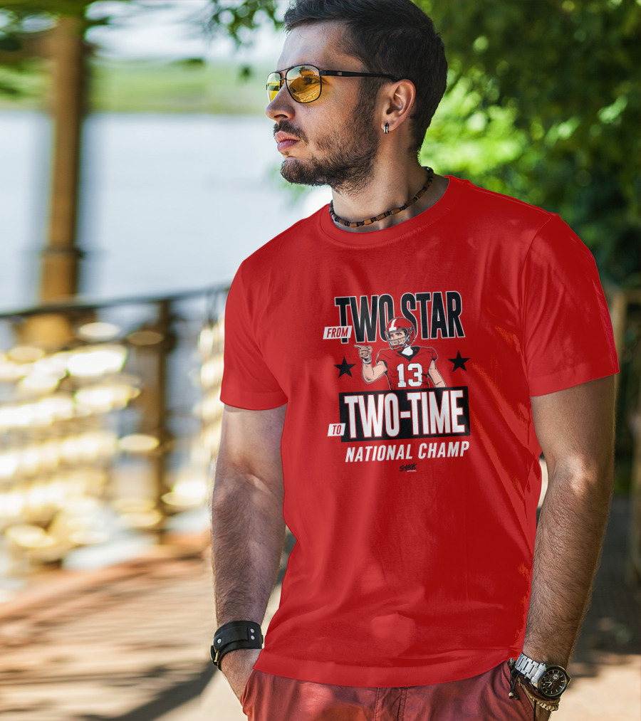 From Two Star To Two-Time National Champ Football Player Number 13 T-Shirt