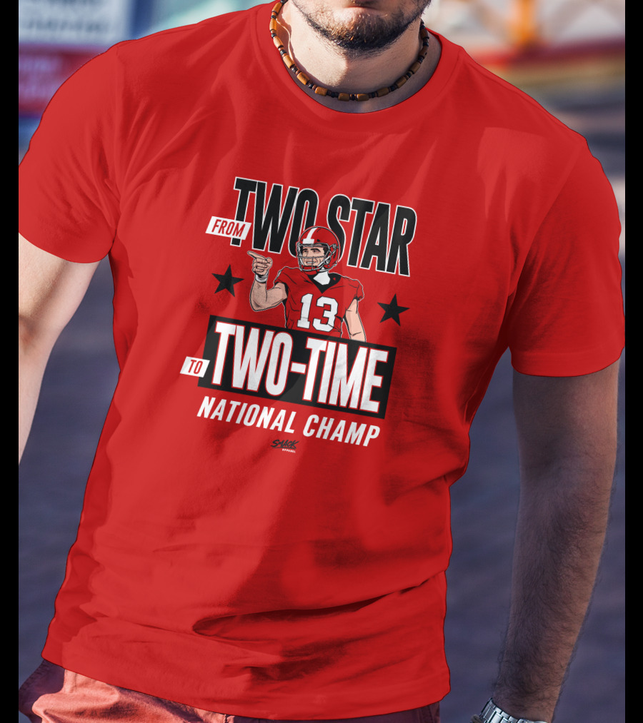 From Two Star To Two-Time National Champ Football Player Number 13 T-Shirt