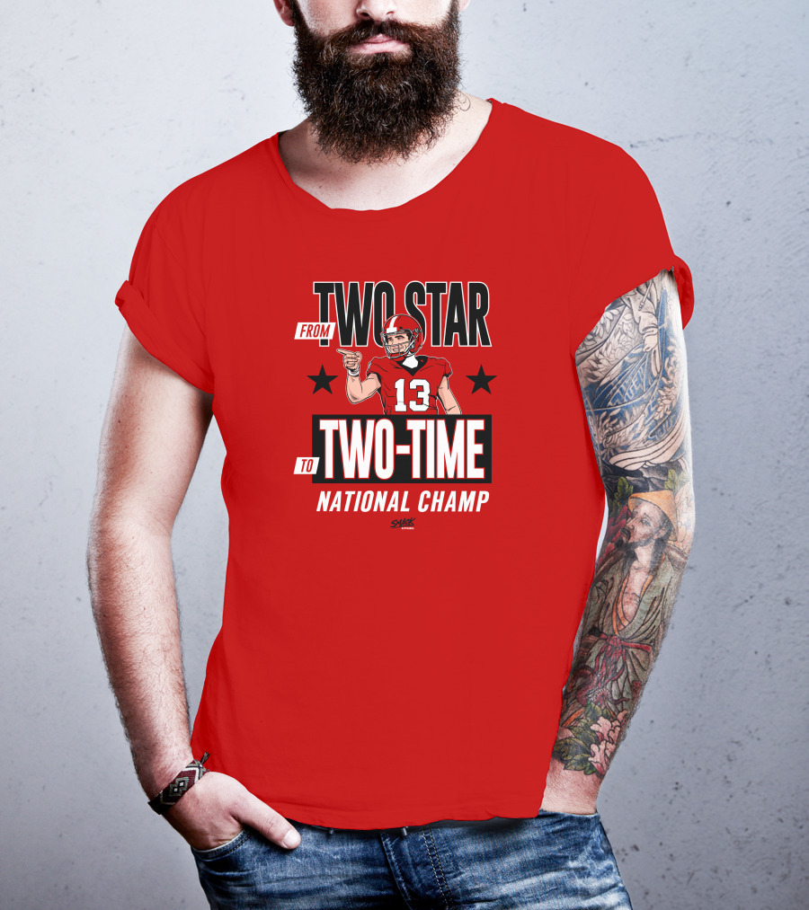 From Two Star To Two-Time National Champ Football Player Number 13 T-Shirt