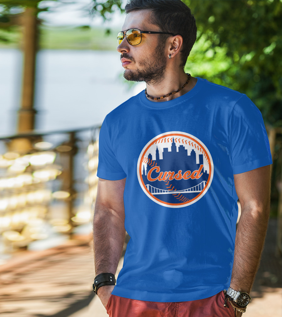 Cursed Mets Baseball Skyline Bridge T-Shirt