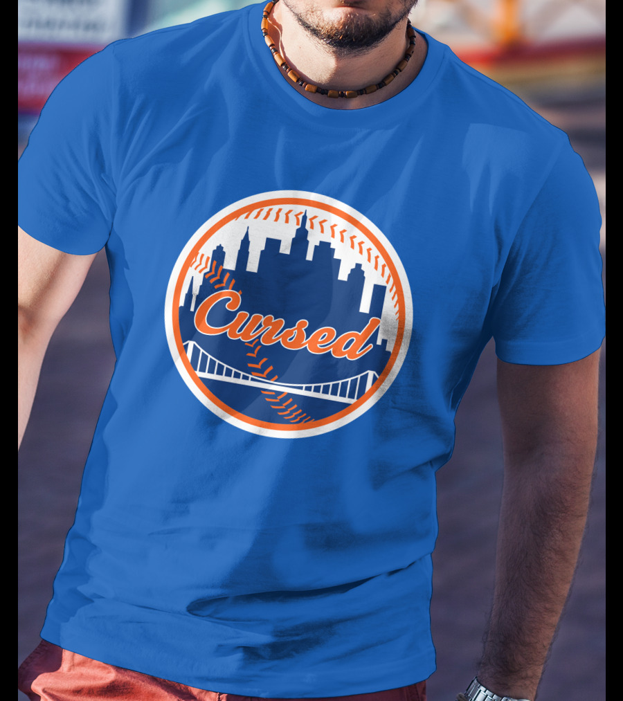 Cursed Mets Baseball Skyline Bridge T-Shirt