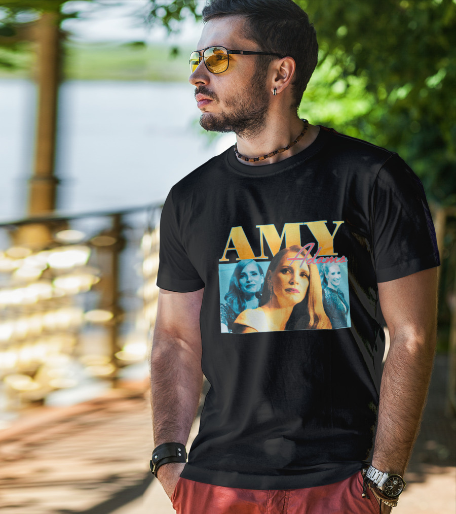 AMY Adams Multicolor Portrait Montage With Retro Script T-Shirt