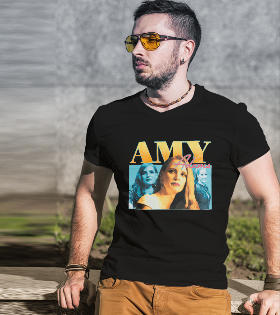AMY Adams Multicolor Portrait Montage With Retro Script T-Shirt