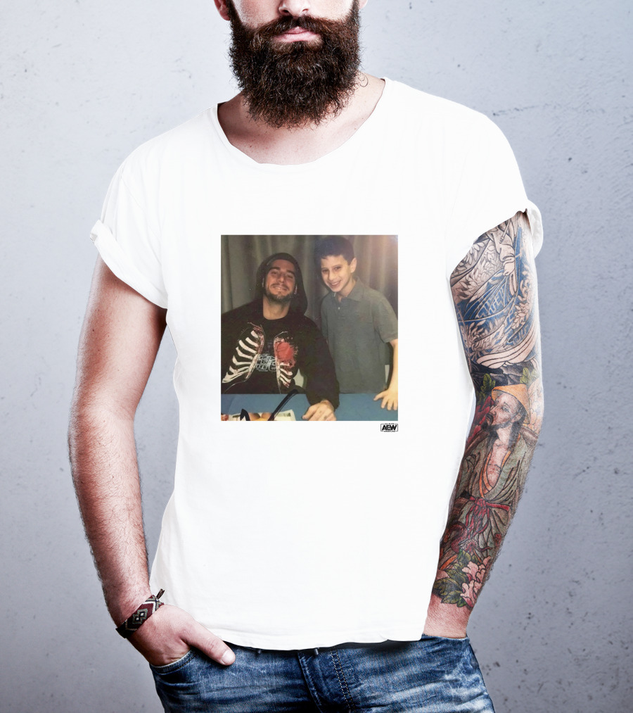 Aew CM Punk Hoodie With Skeleton Rib Cage Design And Signature With MJF Autograph T-Shirt