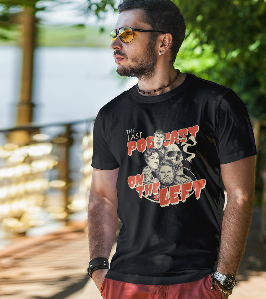 The Last Podcast On The Left Classic Logo With Illustrations And Skull T-Shirt