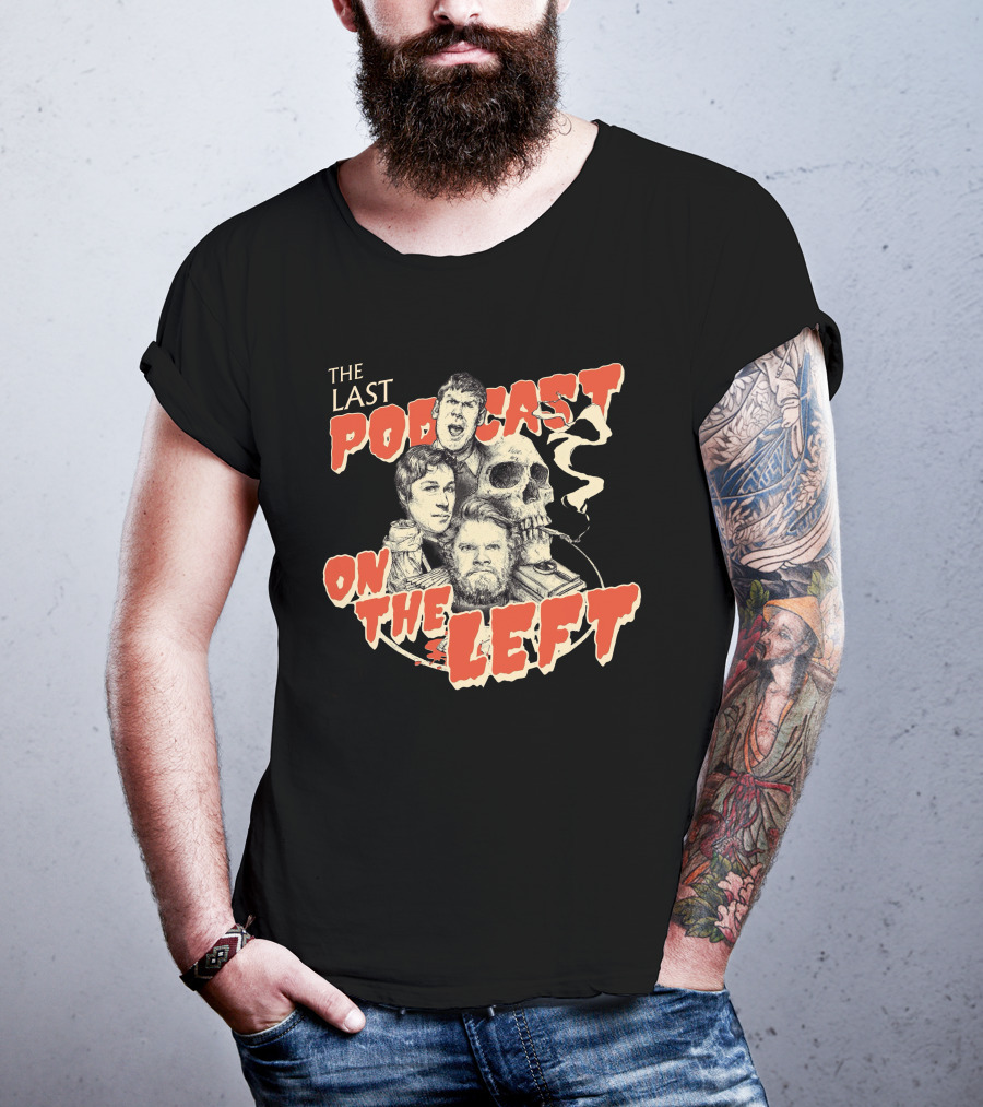 The Last Podcast On The Left Classic Logo With Illustrations And Skull T-Shirt