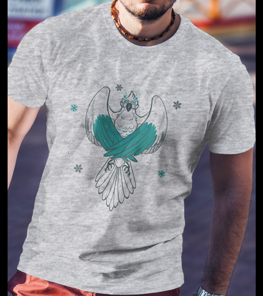 Jaiden Animations Bird With Teal Wings And Snowflakes T-Shirt