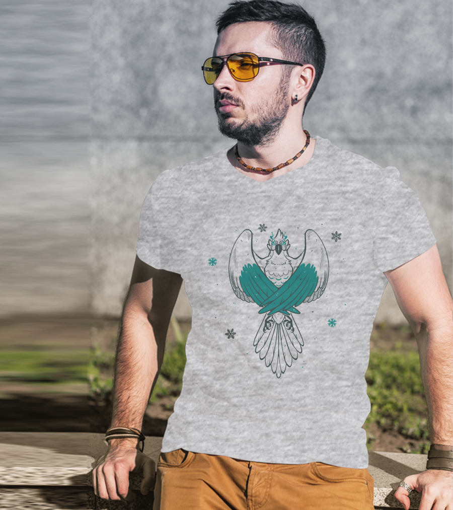 Jaiden Animations Bird With Teal Wings And Snowflakes T-Shirt