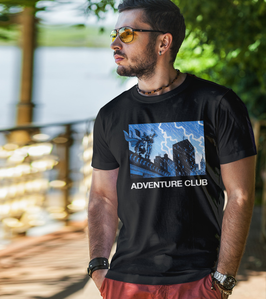 ADVENTURE CLUB Cityscape Superhero Lightning Scene T-Shirt