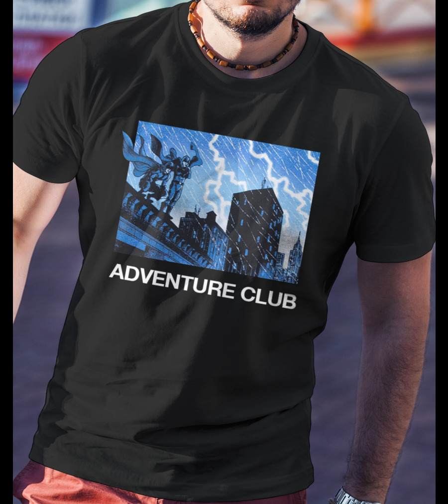 ADVENTURE CLUB Cityscape Superhero Lightning Scene T-Shirt