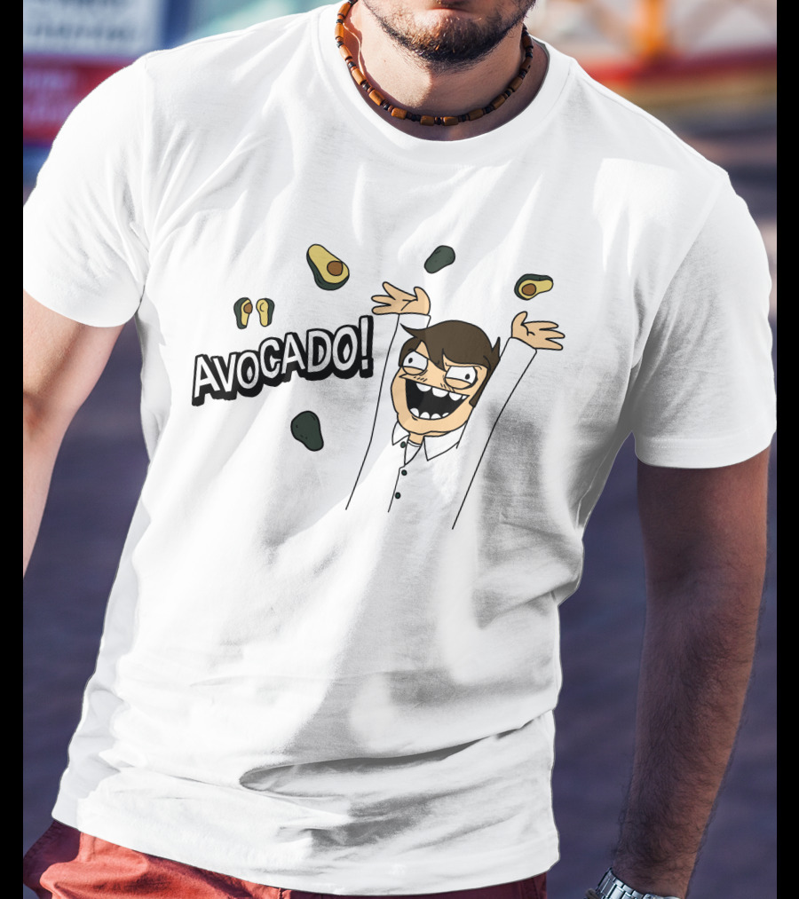 AVOCADO Enthusiastic Cartoon Celebration With Flying Avocados T-Shirt