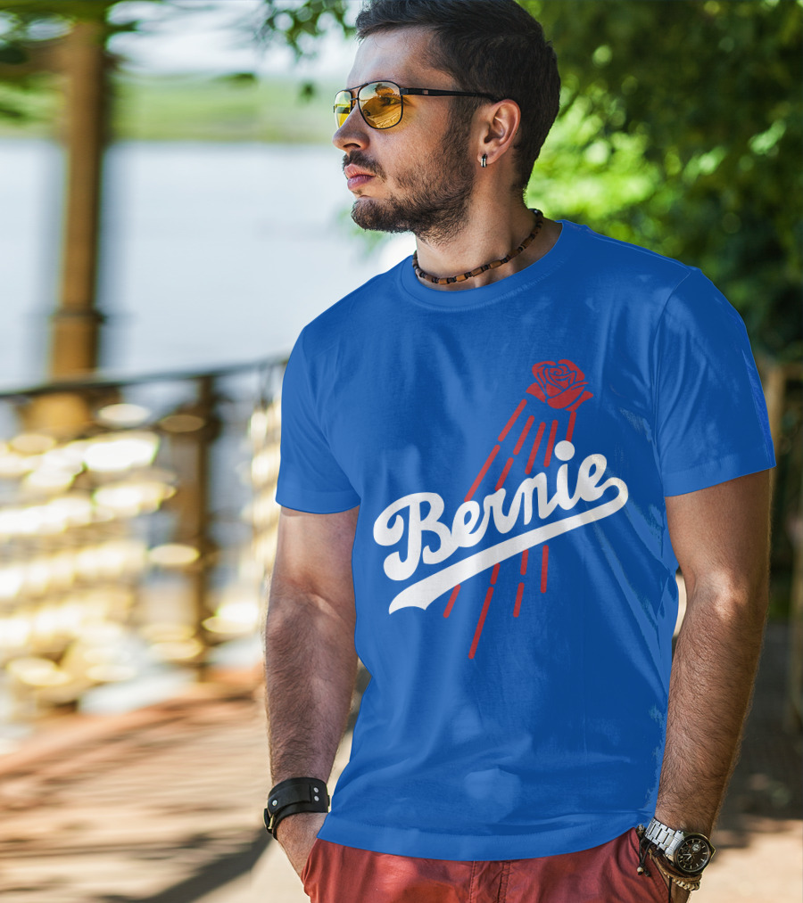 Bernie Sanders Dodgers Logo Rose T-Shirt