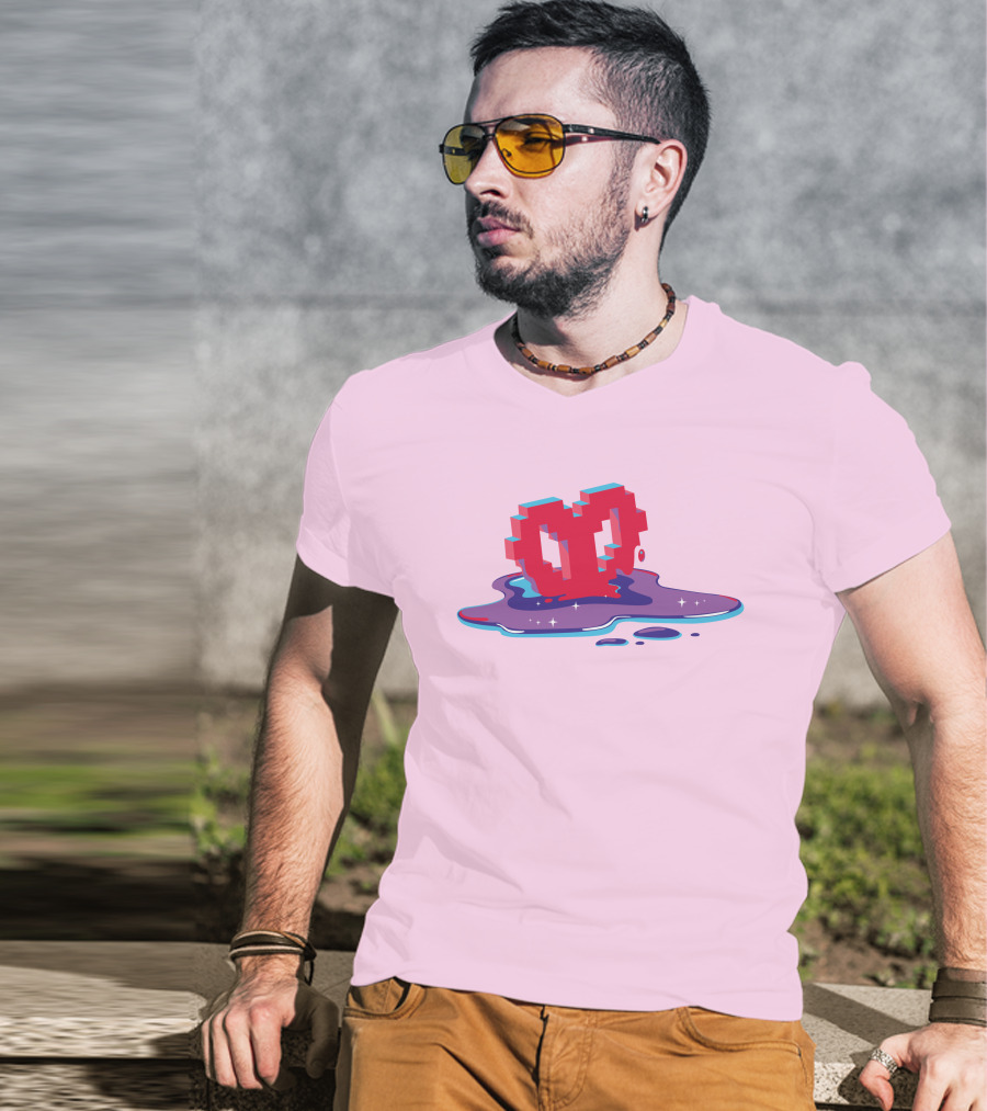 Heart Pixel Art Melting Design Philza Merch T-Shirt