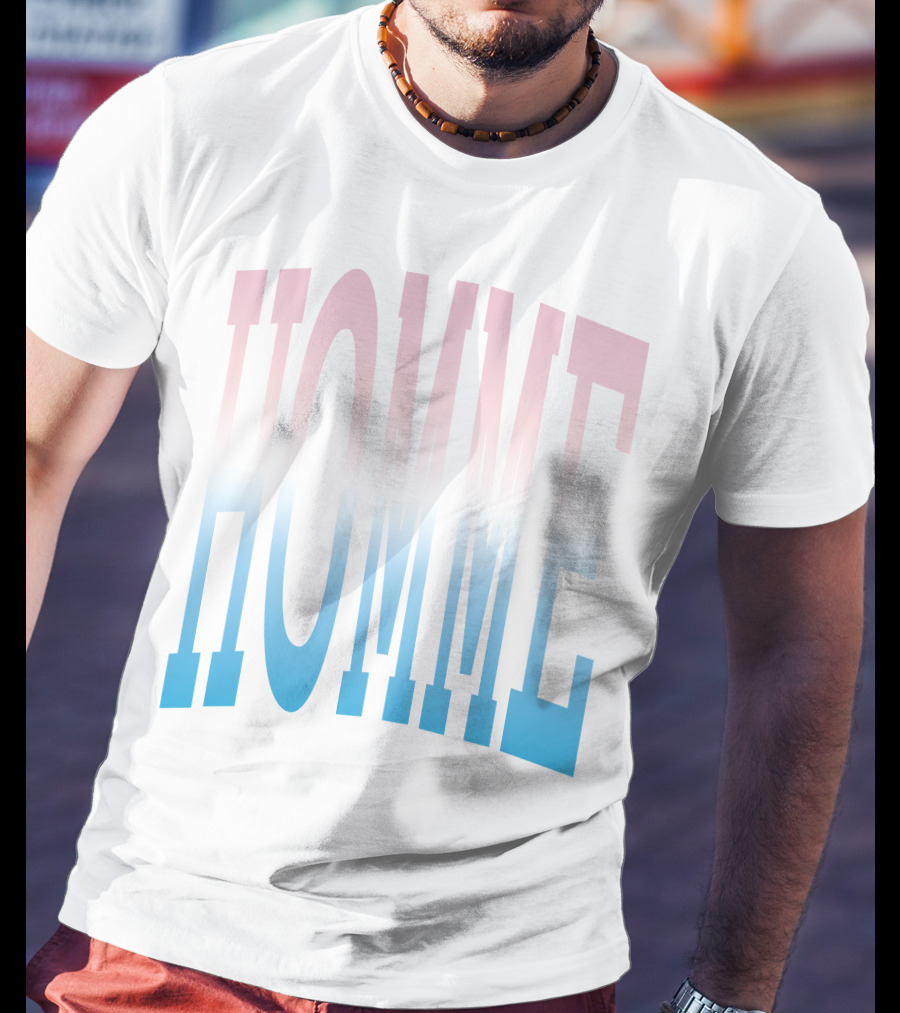 Homme Femme Pink Blue Gradient Text T-Shirt