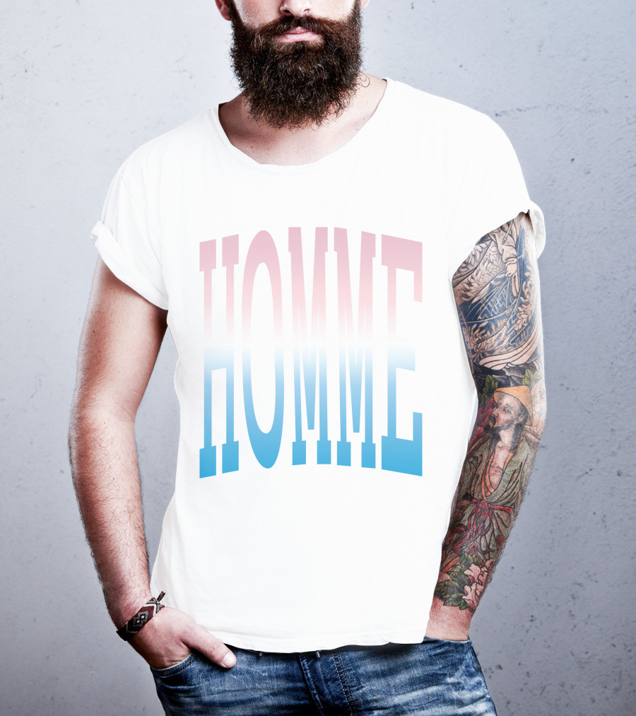Homme Femme Pink Blue Gradient Text T-Shirt