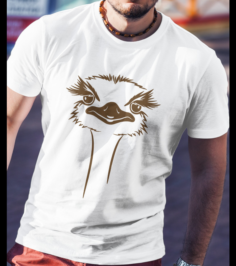 Ostrich Face Outline Bold Expression T-Shirt