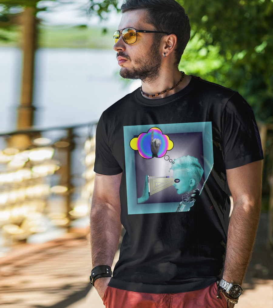 Push In Neon Finger Vision Cube T-Shirt