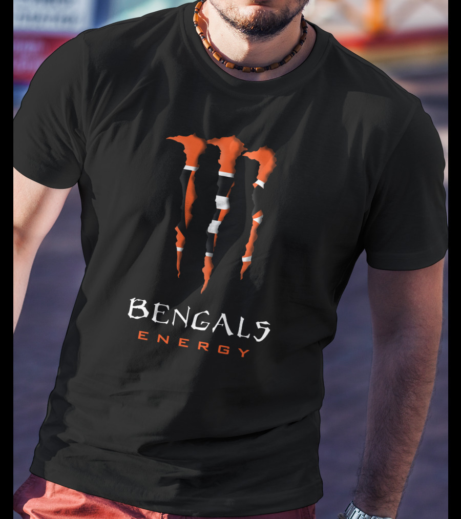 Bengals Energy 7 Claw Marks Orange Stripes Black T-Shirt