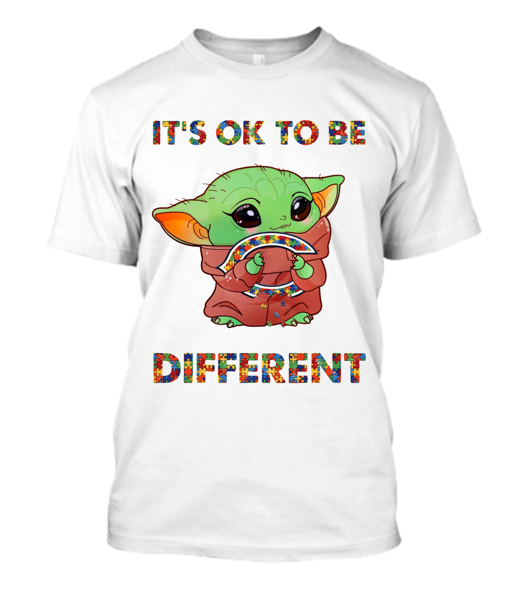 It's Ok To Be Different Chicago Bears Baby Yoda T-Shirt