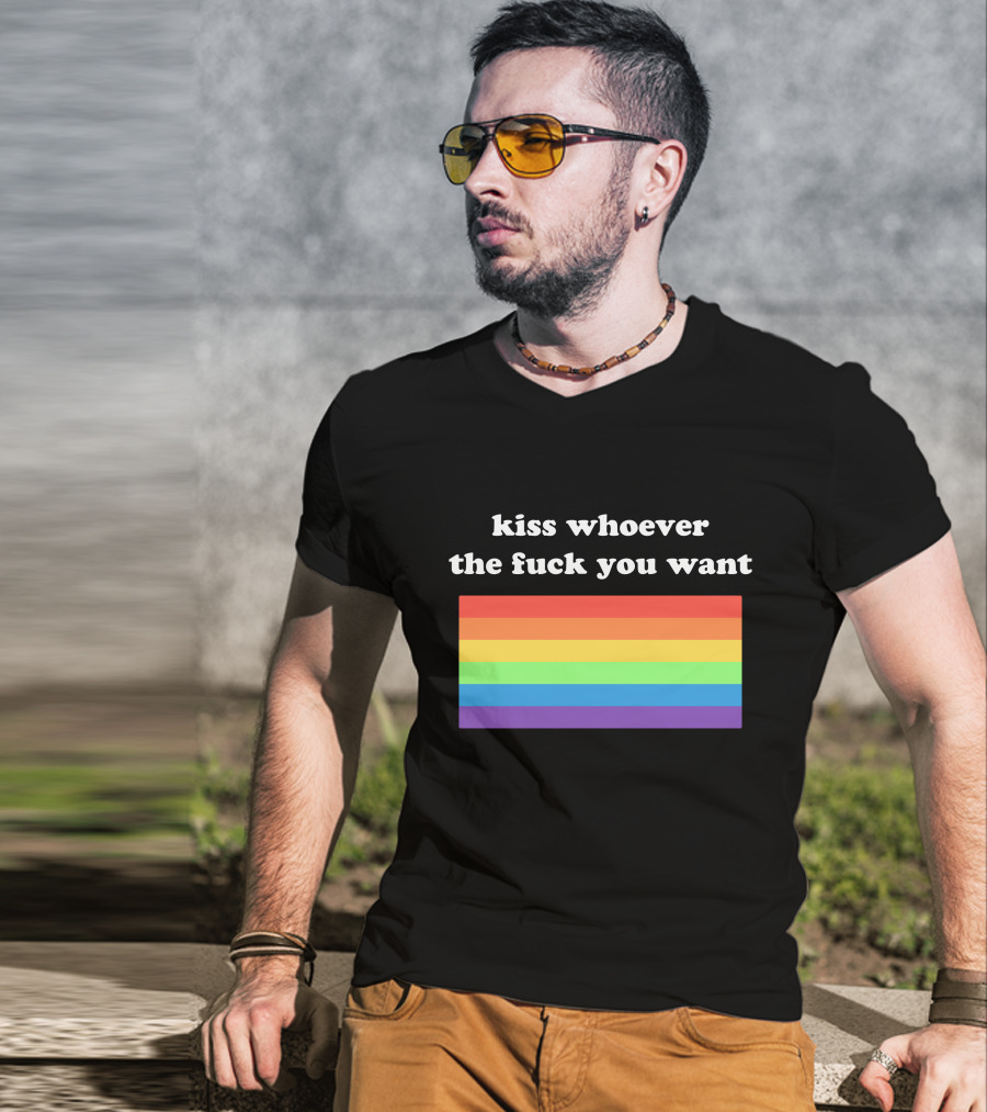 Kiss Whoever You Want Pride Rainbow T-Shirt