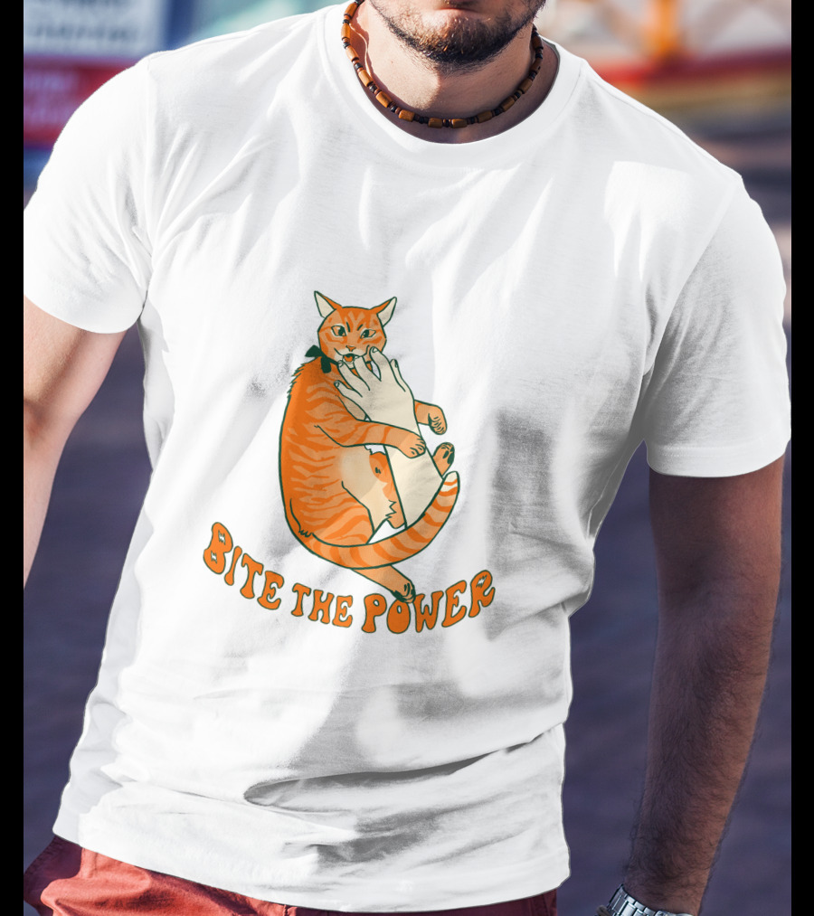 Bite The Power Goblin Criminal Kenny Cat Biting Hand T-Shirt
