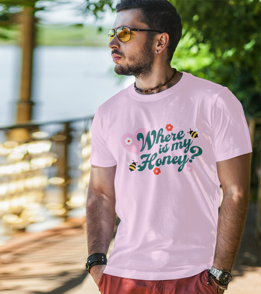 Stephanie Soo Merch Where Is My Honey Cream Bee Heart Floral T-Shirt