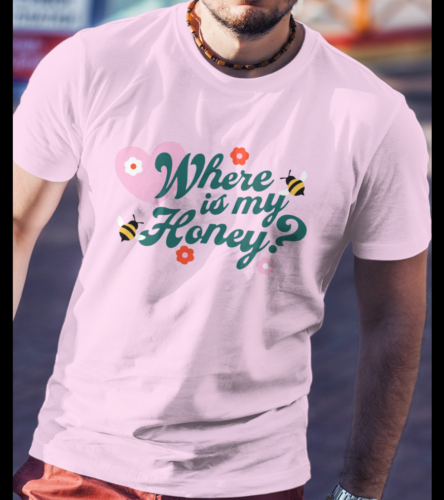 Stephanie Soo Merch Where Is My Honey Cream Bee Heart Floral T-Shirt