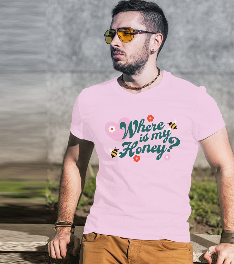 Stephanie Soo Merch Where Is My Honey Cream Bee Heart Floral T-Shirt