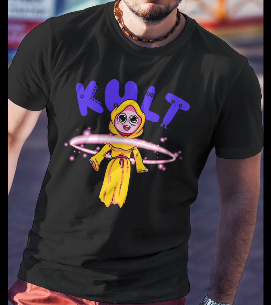 DIM MAK KULT Steve Aoki Collection Yellow Hooded Character With Energy Rings T-Shirt
