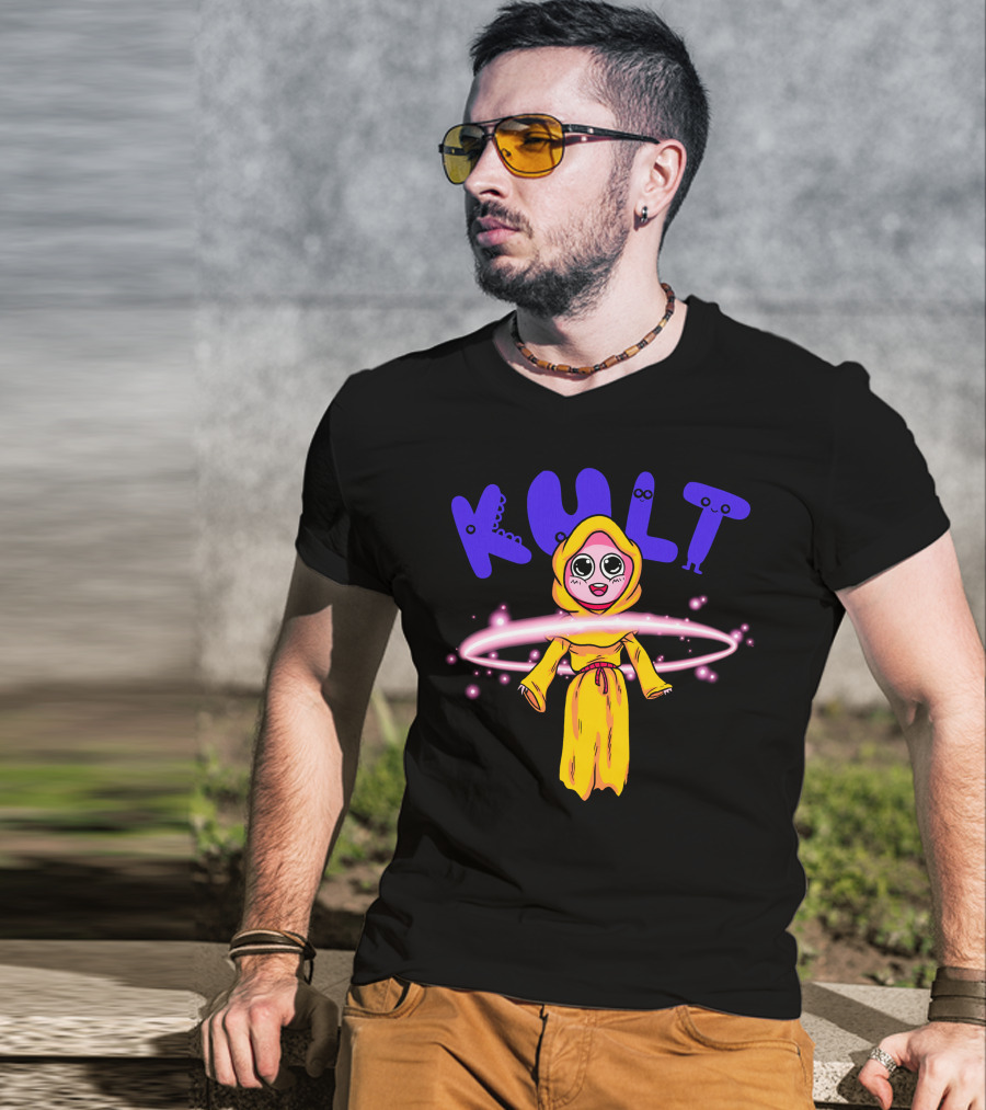 DIM MAK KULT Steve Aoki Collection Yellow Hooded Character With Energy Rings T-Shirt