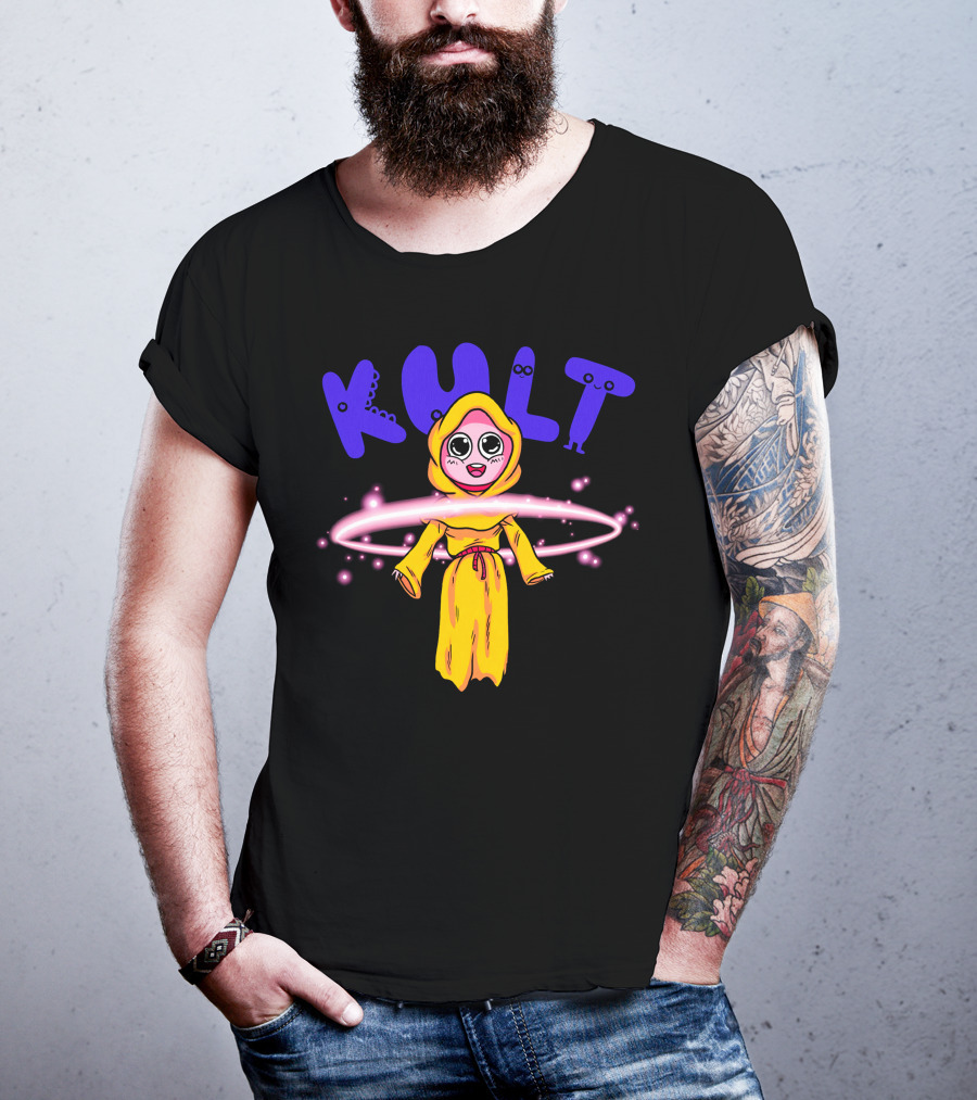 DIM MAK KULT Steve Aoki Collection Yellow Hooded Character With Energy Rings T-Shirt