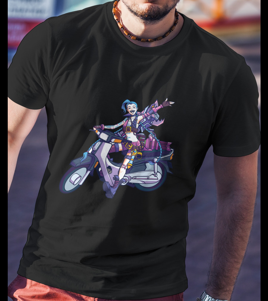 Maumaumau Jinx Character Scooter Adventure Fun T-Shirt
