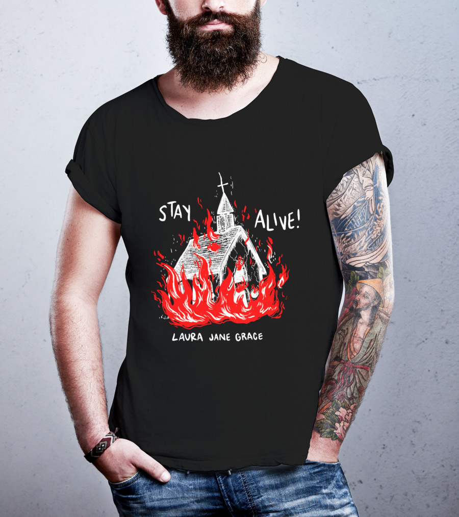Stay Alive Church Laura Jane Grace Flaming Chapel T-Shirt