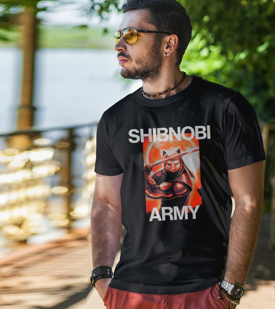 SHIBNOBI ARMY Moonlit Ninja Cat Warrior T-Shirt