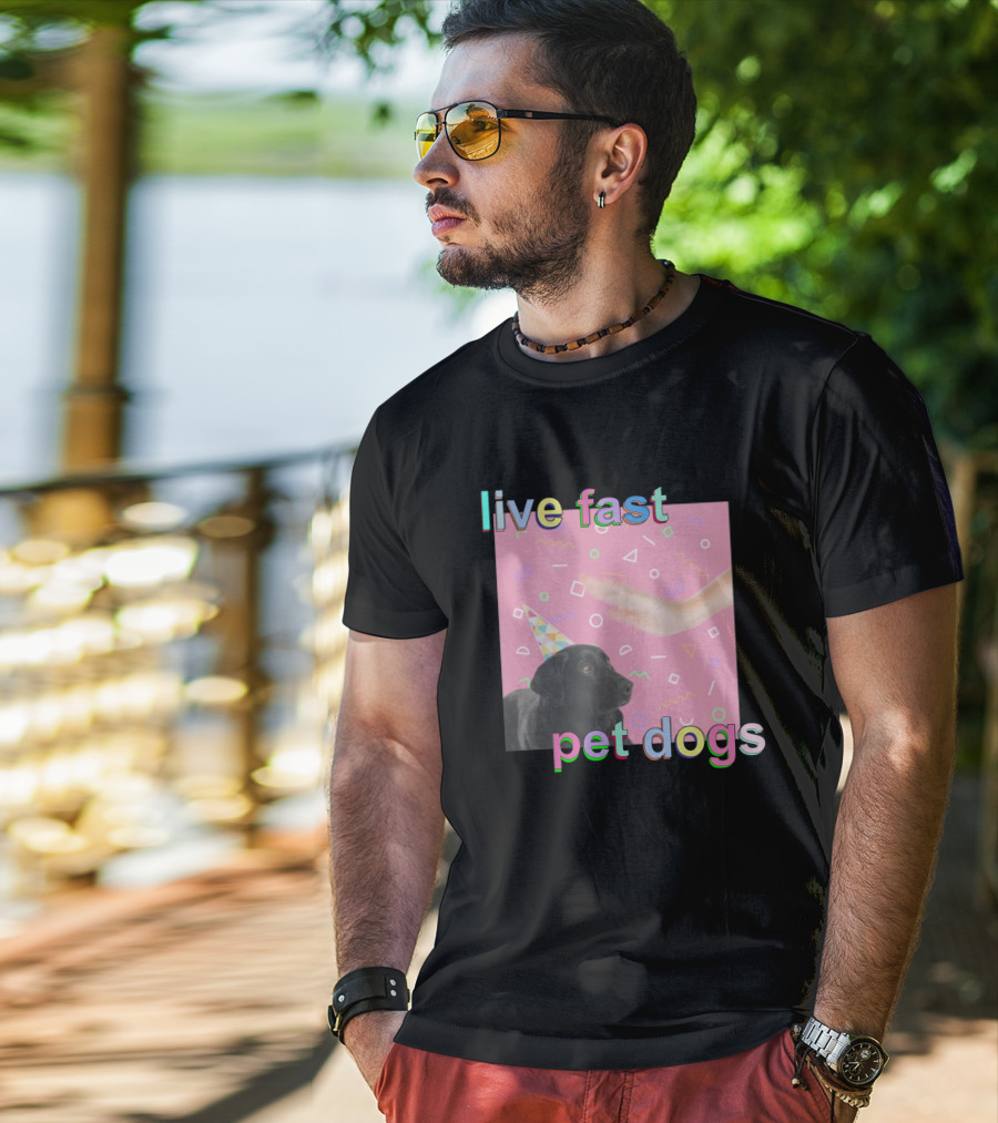 Live Fast Pet Dogs Zach Heltzel Robots With Rayguns T-Shirt