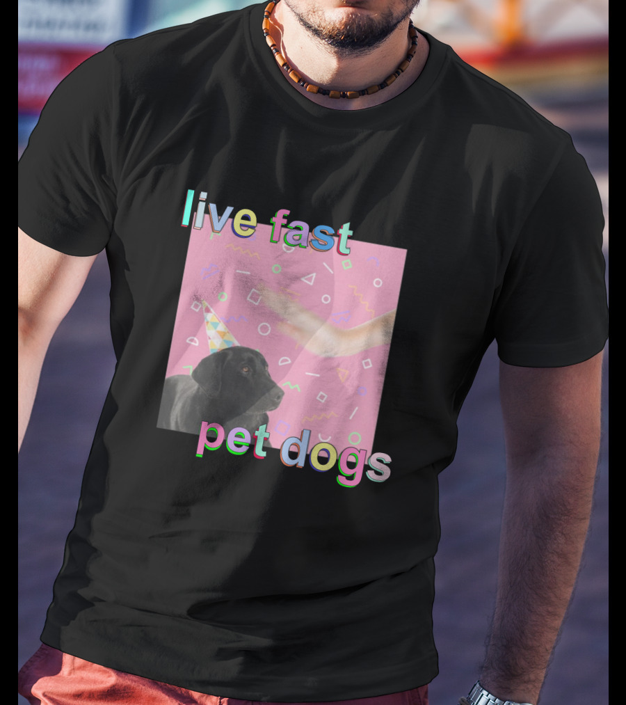 Live Fast Pet Dogs Zach Heltzel Robots With Rayguns T-Shirt