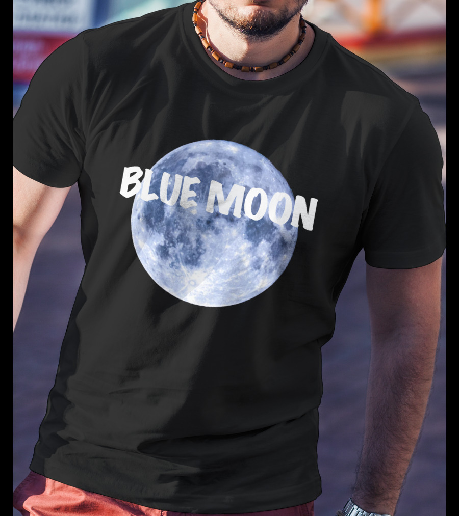 Blue Moon Lunar Phase Image With Text In Bold White Font T-Shirt