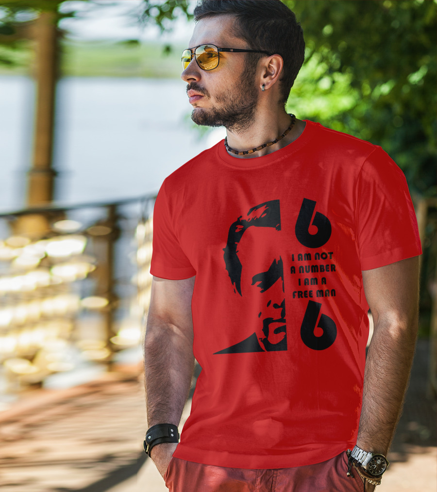 I Am Not A Number I Am A Free Man 6 Six Red T-Shirt