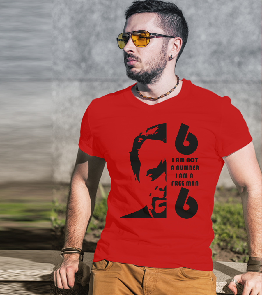 I Am Not A Number I Am A Free Man 6 Six Red T-Shirt