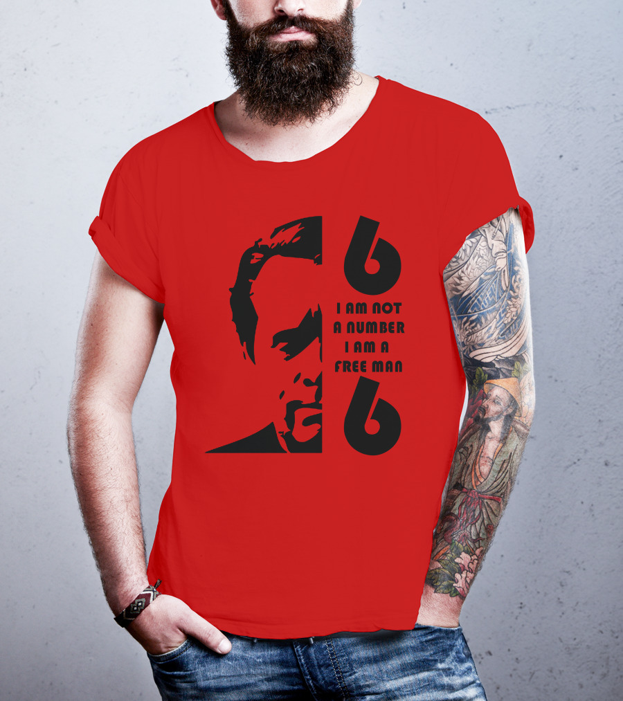 I Am Not A Number I Am A Free Man 6 Six Red T-Shirt