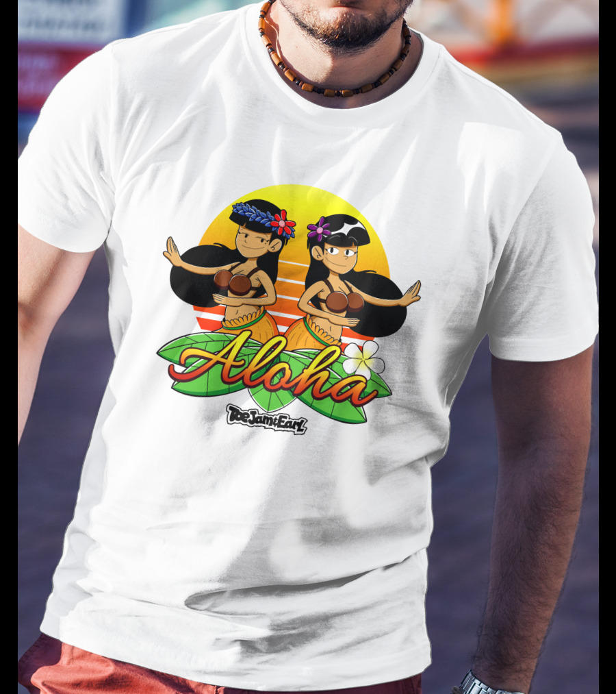 Aloha From Toejam And Earl Robaroba Merch Hawaiian Dancers Tropical Sunset T-Shirt