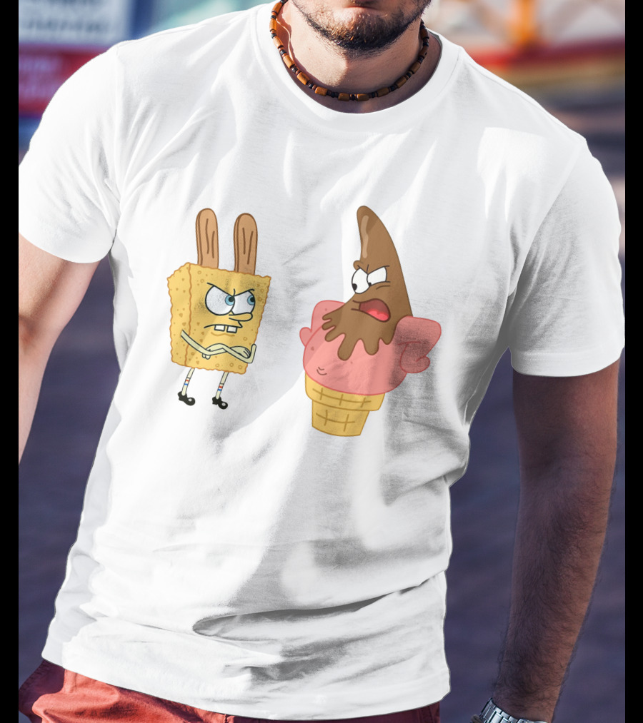 Bob Esponja Y Patricio Helado Enfrentamiento Láminas Artísticas T-Shirt