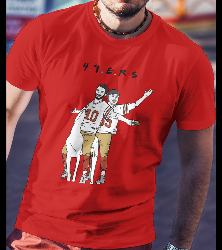 49ers Friends Jimmy Garoppolo Brian Hill Illustration With Dog T-Shirt