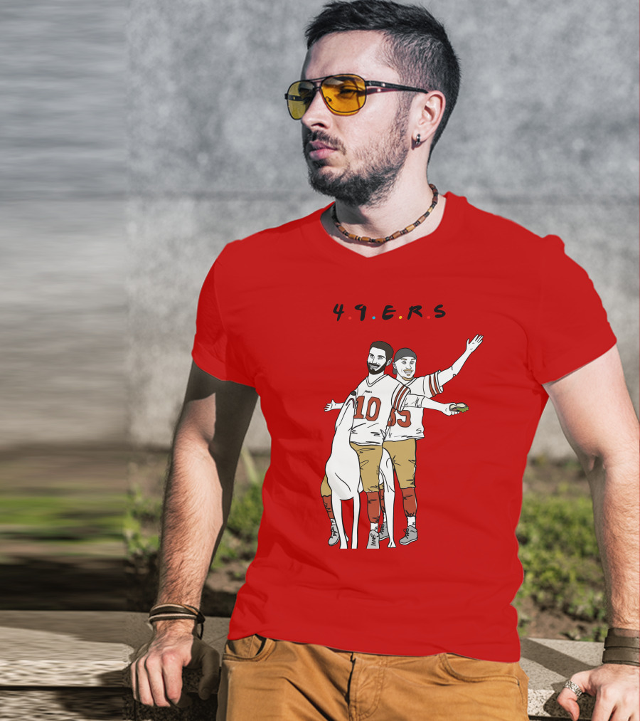 49ers Friends Jimmy Garoppolo Brian Hill Illustration With Dog T-Shirt