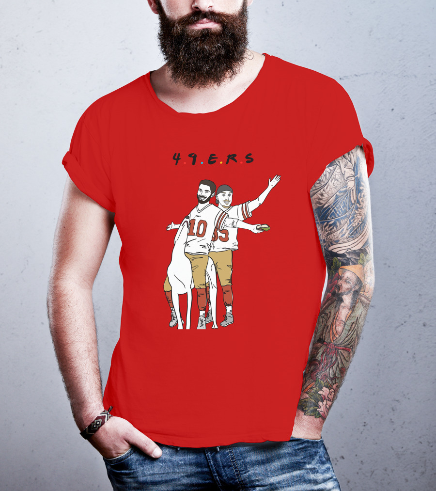49ers Friends Jimmy Garoppolo Brian Hill Illustration With Dog T-Shirt